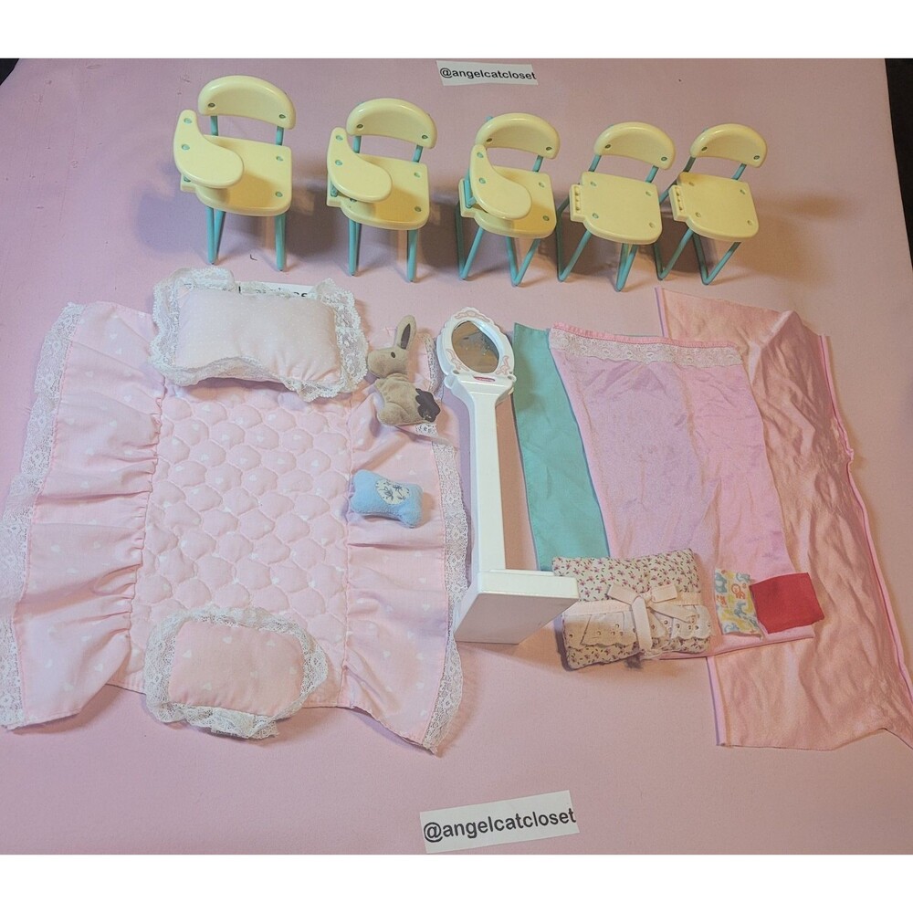 Barbie Furniture Lot Bedding 90's School Desk Barbie Bathroom Accents Dream Home